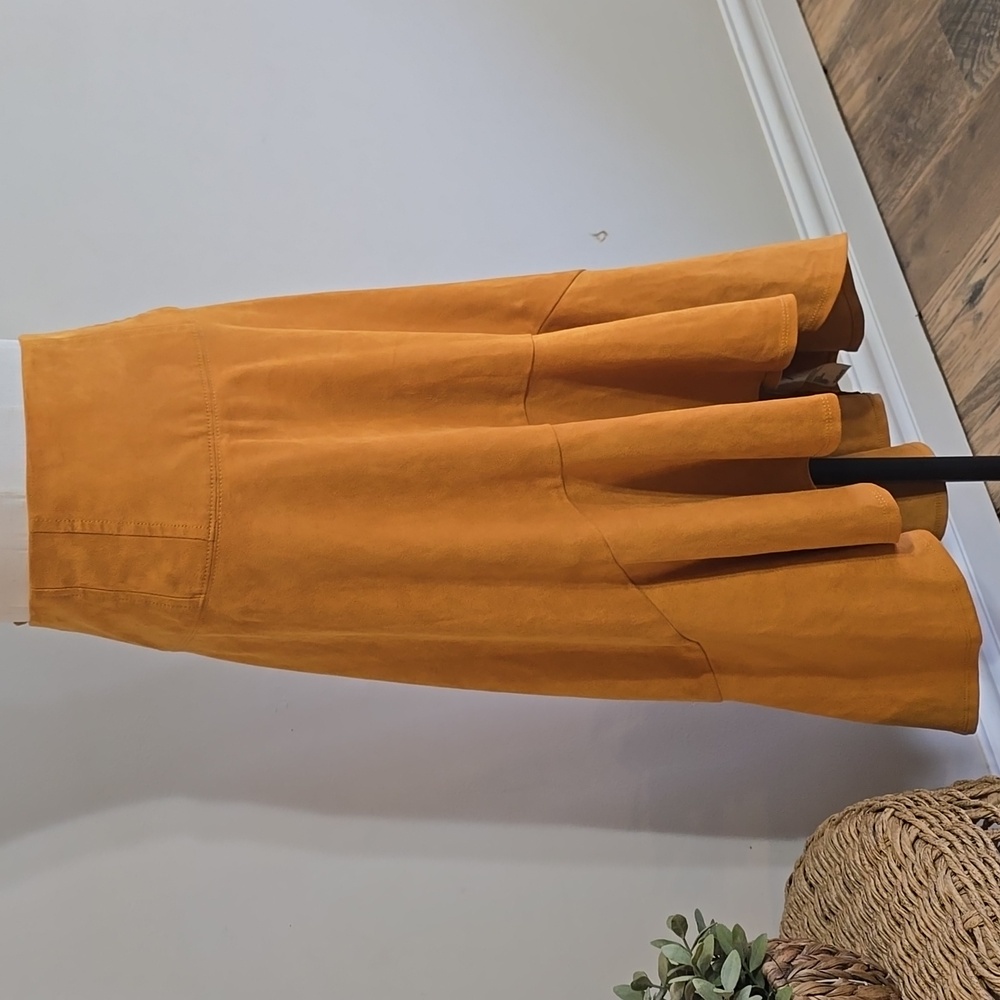 ANTHROPOLOGIE Cosima Flounced Faux Suede Midi Skirt by Maeve Size 16 - Picture 2 of 8